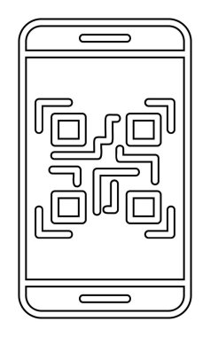 Akıllı Telefon Ekran Web simgesi Qr Kodu, vektör illüstrasyonu 