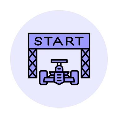 simgeyi başlat. Web için Irk vektör simgesinin başlatılmasının basit bir gösterimi.                                