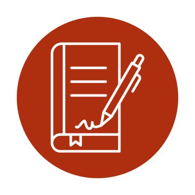 Basit Kitap İmzalama simgesi, vektör illüstrasyonu