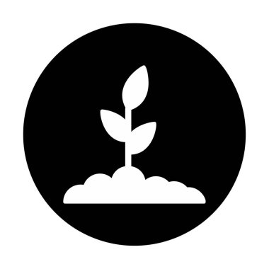 Yer simgesinde büyüyen bitki, vektör illüstrasyonu 