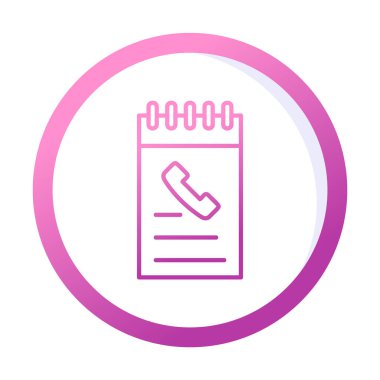 Beyaz arkaplanda telefon rehberi ikonu vektör çizimi