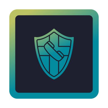 Eski moda telefon ahizesi simgesi olan bir kalkan. Güvenli telefon hattı. vektör çizimi tasarımı