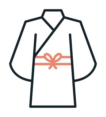 Yukata simgesi, doğrusal izole edilmiş illüstrasyon, ince çizgi vektörü, web tasarım işareti 