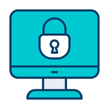 Basit Bilgisayar monitörü Ekran simgesi, vektör illüstrasyonunu kilitle