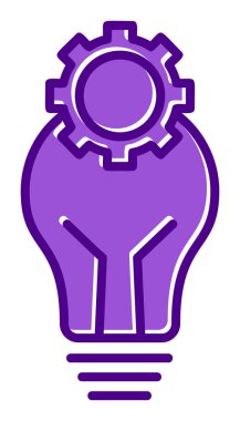 Cogwheel simgesi, vektör illüstrasyonlu ampul 