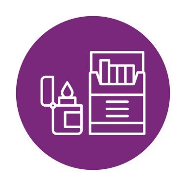 Sigara ve daha hafif ikonlu tütün sembolü, vektör illüstrasyonu 