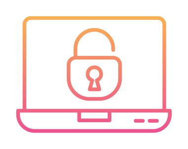 dizüstü bilgisayar Aygıtı Kilitli simge vektör çizimi