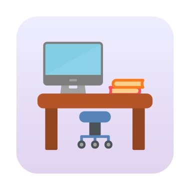 ofis masası simgesi, basit vektör illüstrasyonu