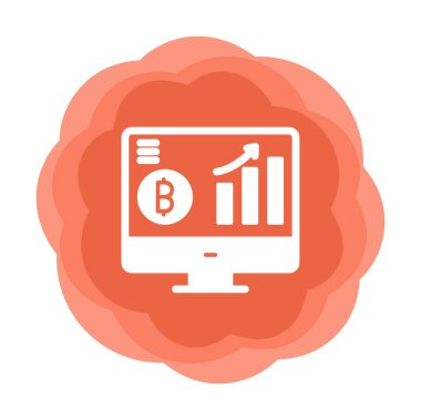 Bitcoin grafikli bilgisayar ekranı, vektör illüstrasyonu basit tasarım