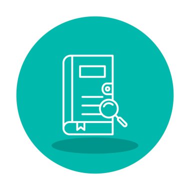 Büyüteç vektör çizimi olan bir kitap. Arama Kitabı kavramı                  