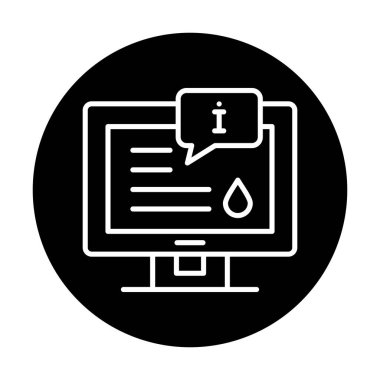 Bilgi vektörü illüstrasyonlu bilgisayar ekranı, simge ögesi biçimi