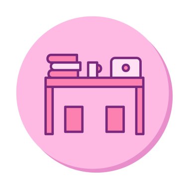 ofis masası simgesi, basit vektör illüstrasyonu