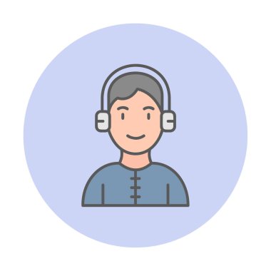 DJ avatar web simgesi, vektör illüstrasyonu 