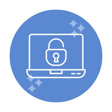 dizüstü bilgisayar Aygıtı Kilitli simge vektör çizimi