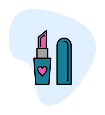 güzellik ruj simgesi düz stil, vektör illüstrasyonu