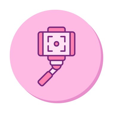 Akıllı telefon web simgesi, vektör illüstrasyonlu selfie çubuğu 