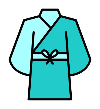 Yukata simgesi, doğrusal izole edilmiş illüstrasyon, ince çizgi vektörü, web tasarım işareti 