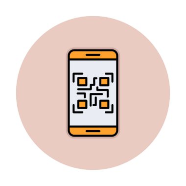 Akıllı Telefon Ekran Web simgesi Qr Kodu, vektör illüstrasyonu 