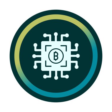  Bitcoin dijital para birimi. Bilgisayar devre kartı. Moda biçimi izole edilmiş arkaplan simgesi