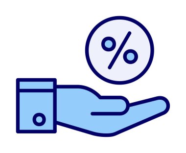 Basit el tutma oranı simgesi, indirim konsepti, vektör illüstrasyonu