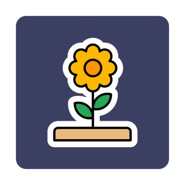 Basit düz çiçek vektör simgesi. dizayn