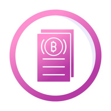 Belgeler ve bitcoin simgesinin vektör illüstrasyonu 