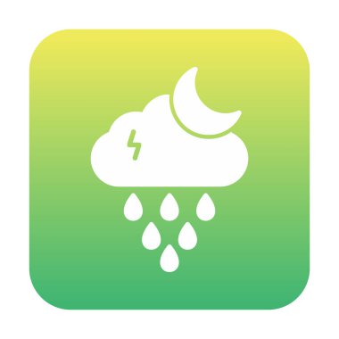 Gece yağmuru bulutu ve ay, vektör illüstrasyonu  