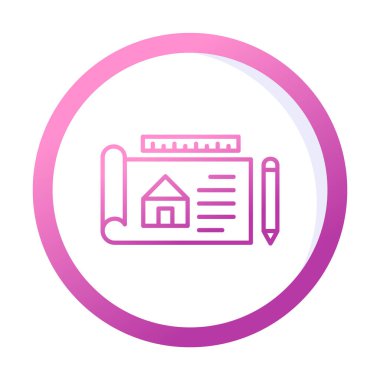 Basit Mimari Planı simgesi, vektör illüstrasyonu