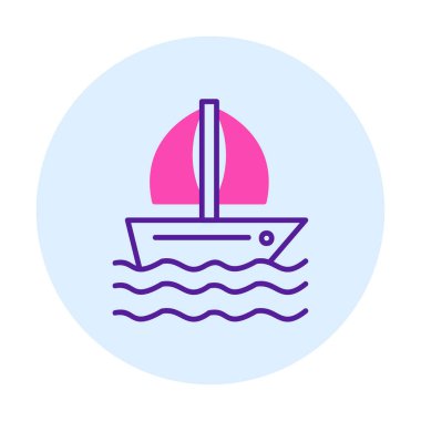 Arka planda basit bir yelkenli ikonu var. vektör illüstrasyonu