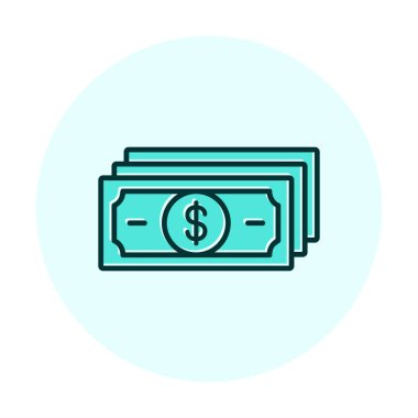 Dolar para çizgisi simgesi, vektör illüstrasyonu