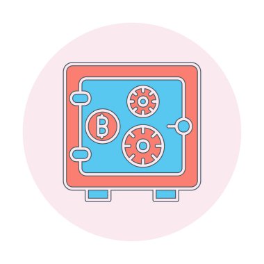 Bitcoin kripto para birimi Kilit ikon vektör illüstrasyon tasarımı