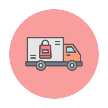 Teslimat kamyonu vektör simgesi modern basit illüstrasyon                        