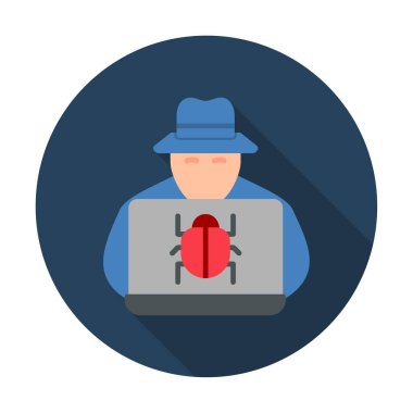 Basit Bilgisayar Hacker simgesi, vektör illüstrasyonu