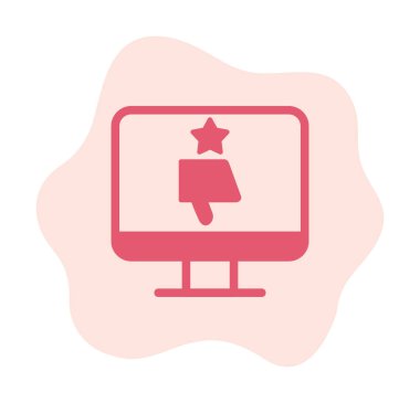 Kötü İnceleme simgesi, vektör illüstrasyonlu basit ekran