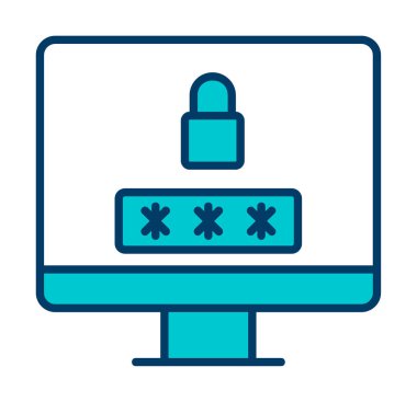 Basit Bilgisayar monitörü Ekran simgesi, vektör illüstrasyonunu kilitle