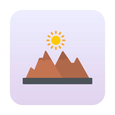 Dağların ve güneşin simgesi. vektör illüstrasyonu