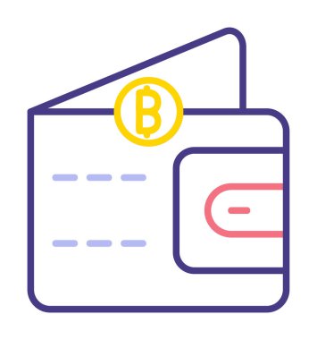 Basit Dijital Cüzdan simgesi, vektör illüstrasyonu