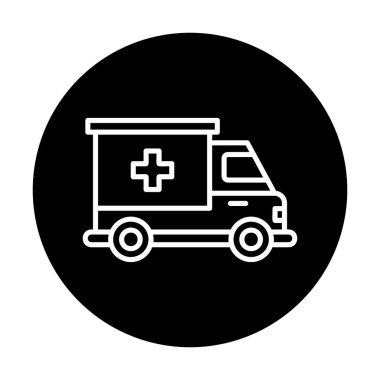 ambulans araba simgesi, renk vektörü çizimi