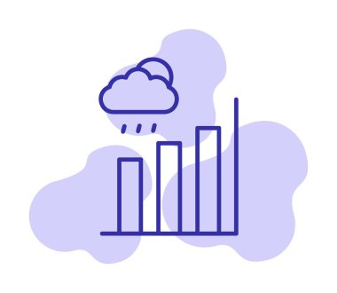 Basit yağmur bulutu ve Grafik simgesi, vektör illüstrasyonu