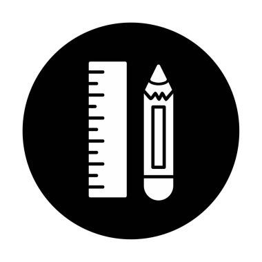 Kalem ve cetveli satırı simgesi, vektör çizim