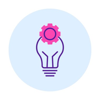 Cogwheel simgesi, vektör illüstrasyonlu ampul 