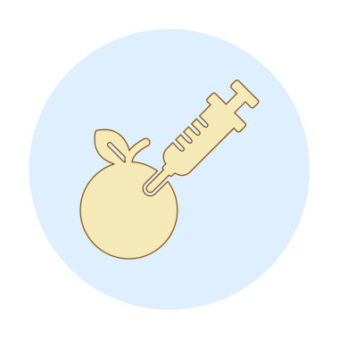 Gmo Food, şırınga ikonlu elma, vektör illüstrasyonu 