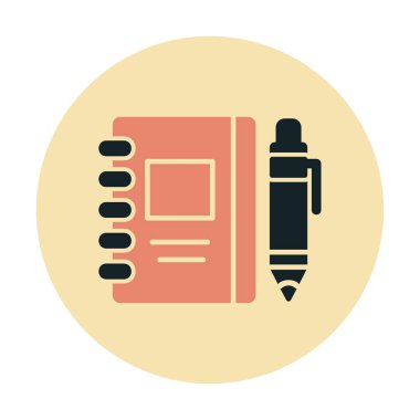 Çizim defteri ve kalem simgesi, vektör illüstrasyonu  