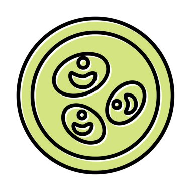 Bakteri petri kabı ve bakteri vektör simgesi 