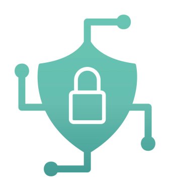 Asma kilit simgesi, vektör illüstrasyonlu güvenli kalkan