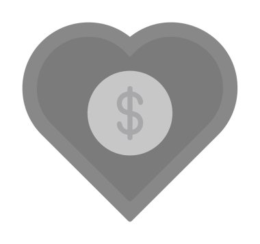 Dolar kalbi favori simgesi, vektör illüstrasyonu 