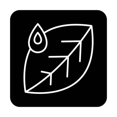 Su damlası ve yaprak simgesinin vektör çizimi