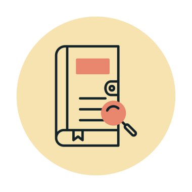 Büyüteç vektör çizimi olan bir kitap. Arama Kitabı kavramı                  