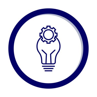 Cogwheel simgesi, vektör illüstrasyonlu ampul 