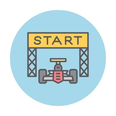 simgeyi başlat. Web için Irk vektör simgesinin başlatılmasının basit bir gösterimi.                                